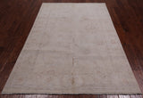 Ivory Peshawar White Wash Hand Knotted Rug - 4' 11" X 6' 11"