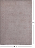 Ivory Peshawar White Wash Hand Knotted Rug - 4' 11" X 6' 11"