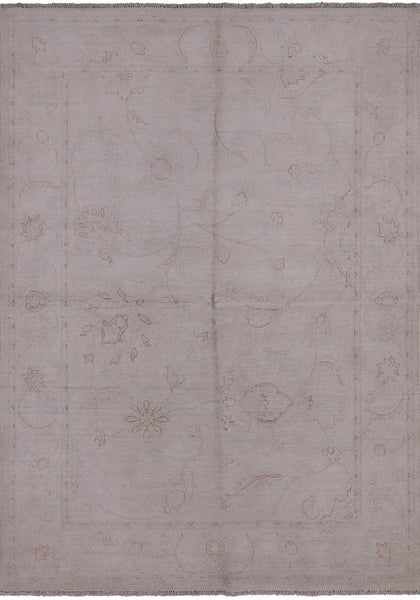 Ivory Peshawar White Wash Hand Knotted Rug - 4' 11" X 6' 11" - Golden Nile