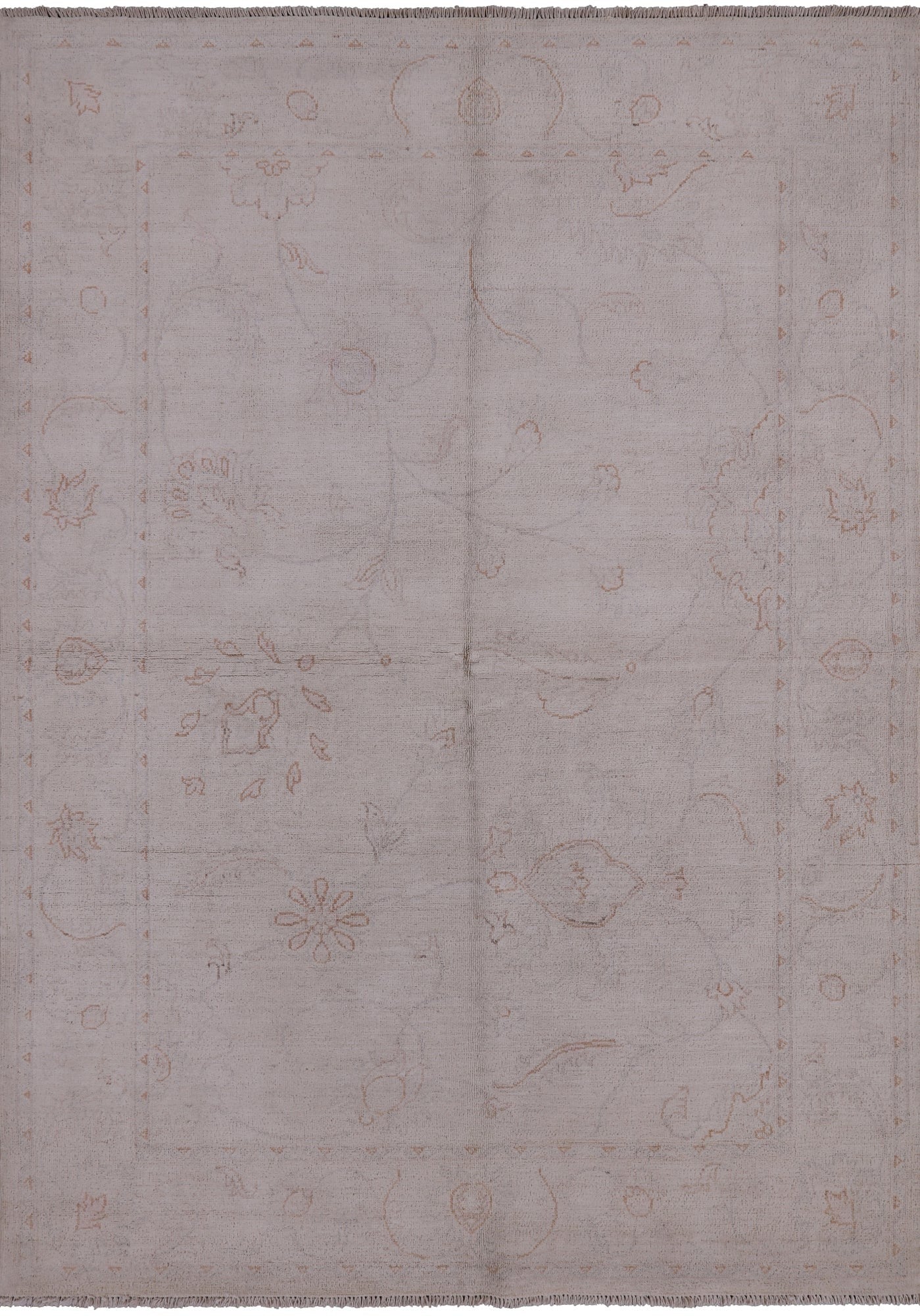 Ivory Peshawar White Wash Hand Knotted Rug - 4' 11" X 6' 11" - Golden Nile