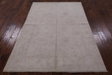 Ivory Peshawar White Wash Hand Knotted Rug - 4' 11" X 6' 11" - Golden Nile