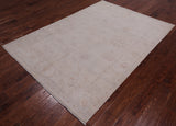 Ivory Peshawar White Wash Hand Knotted Rug - 4' 11" X 6' 11"