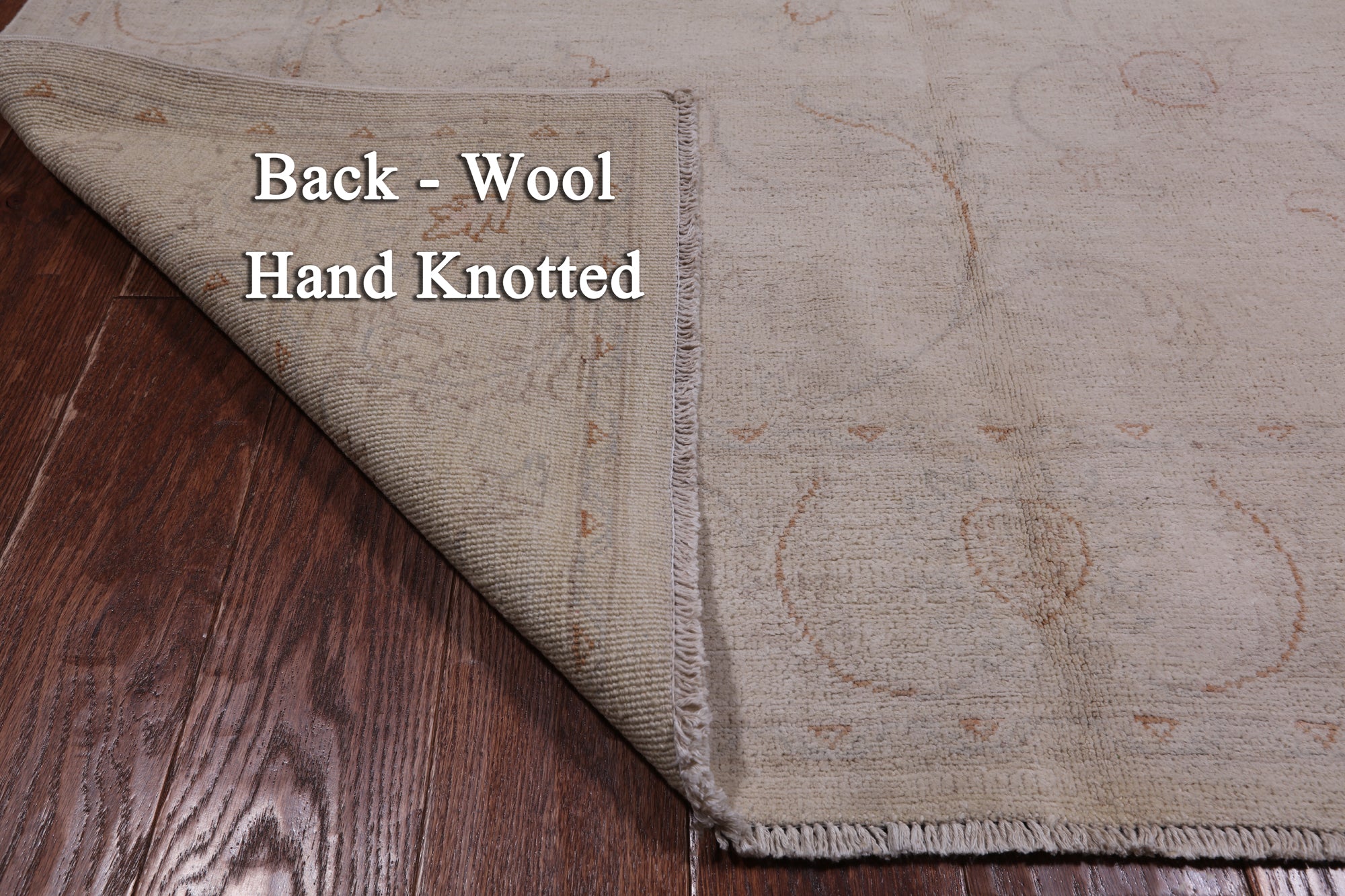 Ivory Peshawar White Wash Hand Knotted Rug - 4' 11" X 6' 11"
