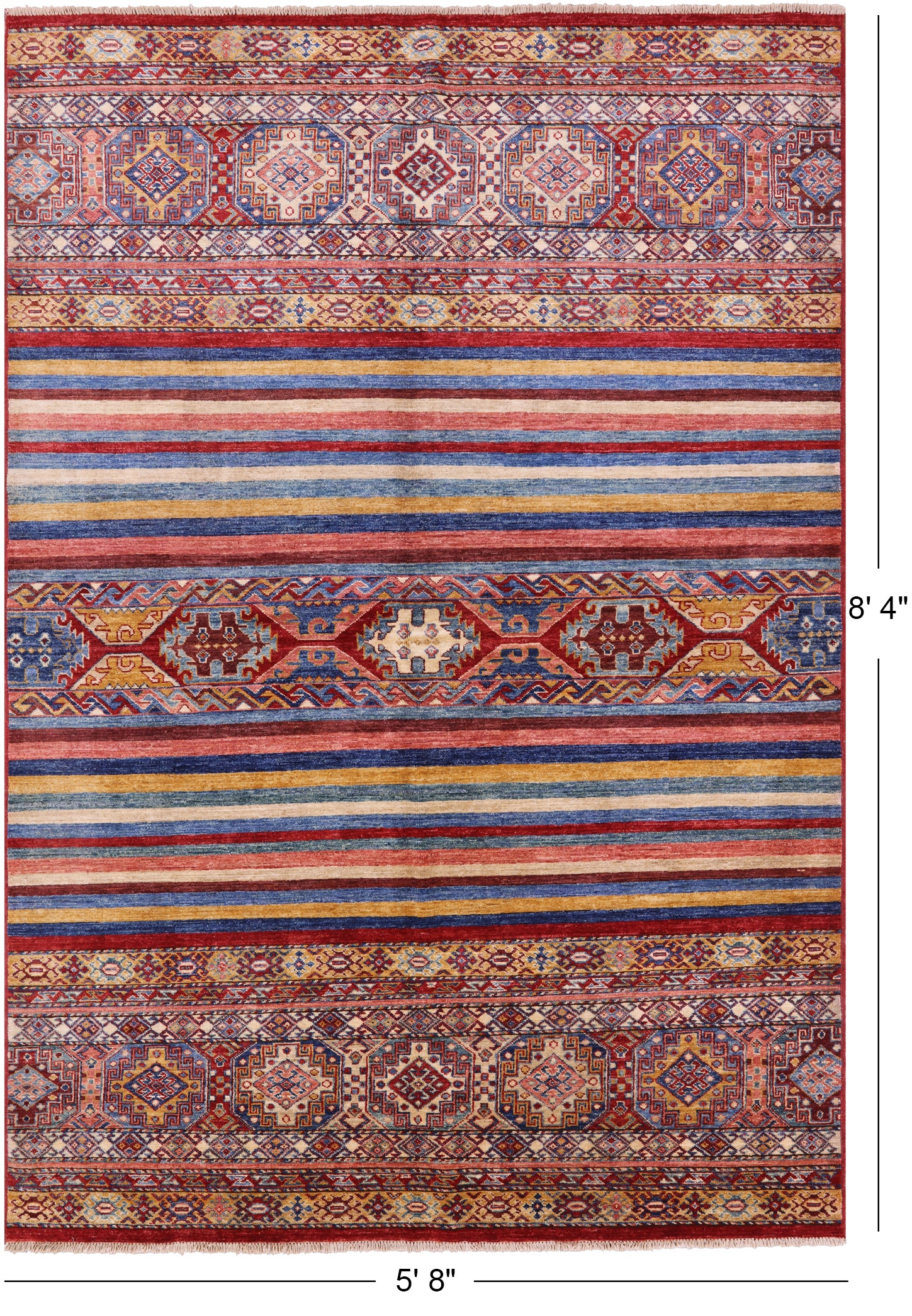 Tribal Khorjin Persian Gabbeh Handmade Wool Rug - 5' 8" X 8' 4" - Golden Nile