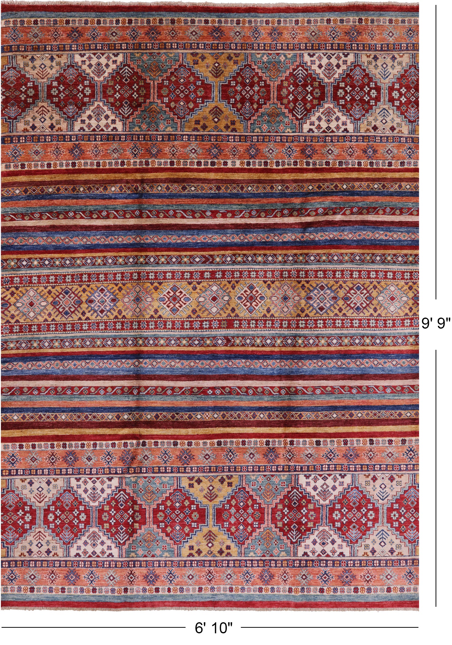 Tribal Khorjin Persian Gabbeh Handmade Area Rug - 6' 10" X 9' 9" - Golden Nile