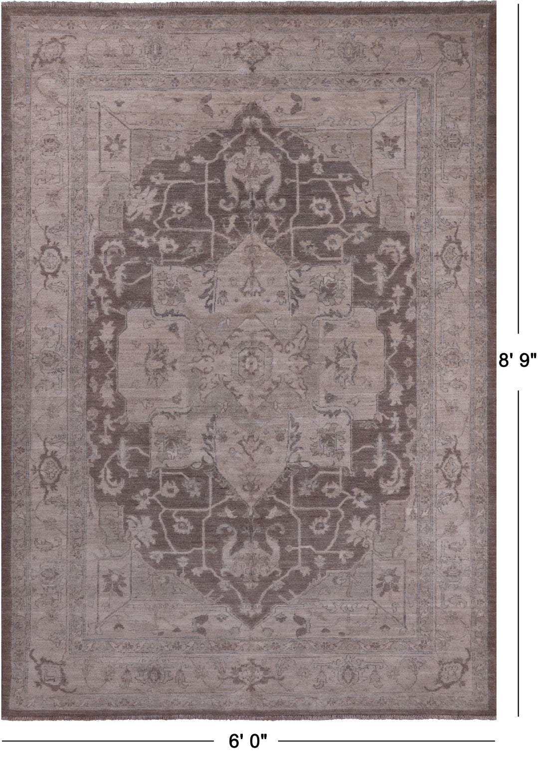 SUPER SALE Persian White Wash Handmade Wool Area Rug - 6' 0" X 8' 9"