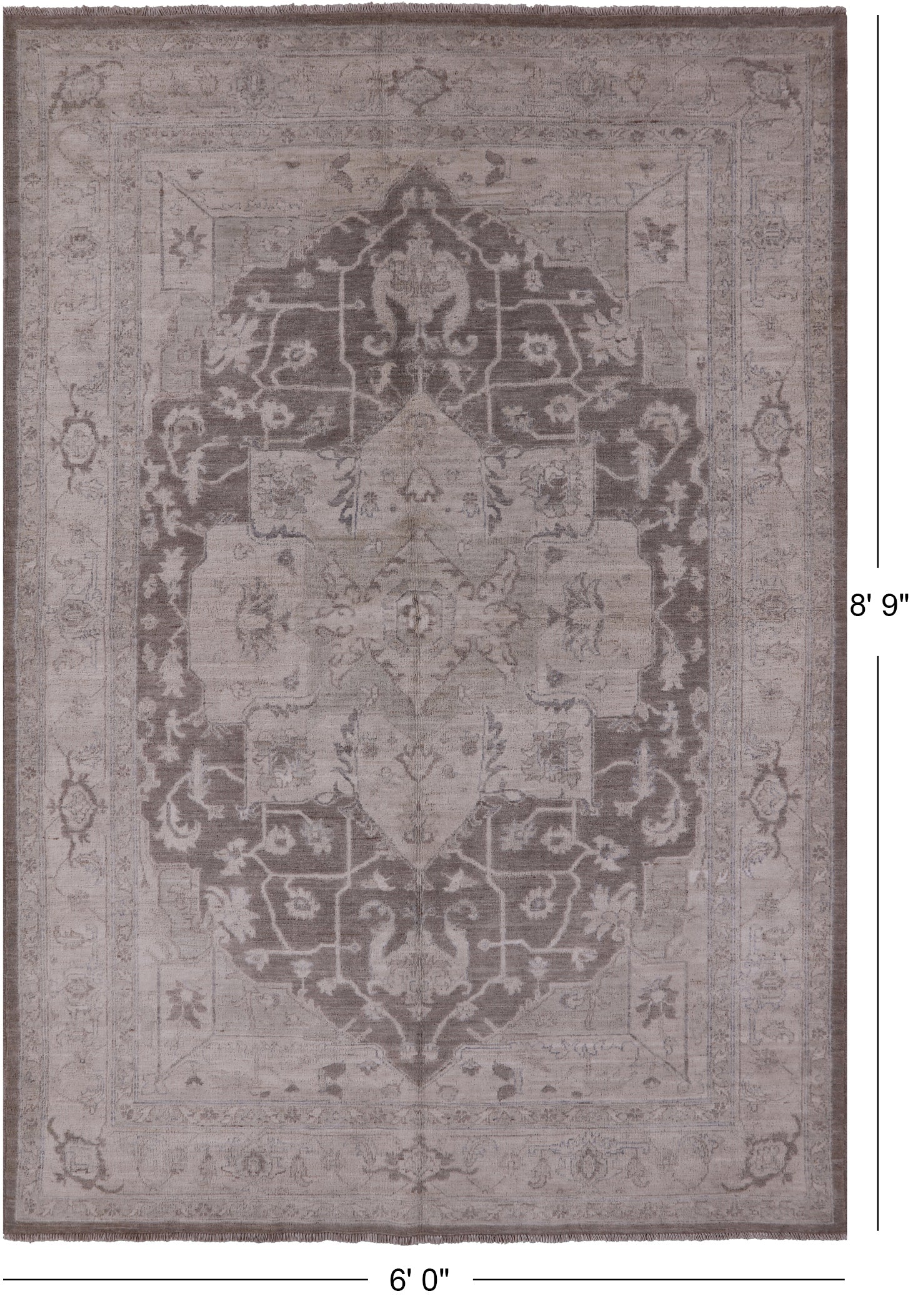 Persian White Wash Handmade Wool Area Rug - 6' 0" X 8' 9" - Golden Nile