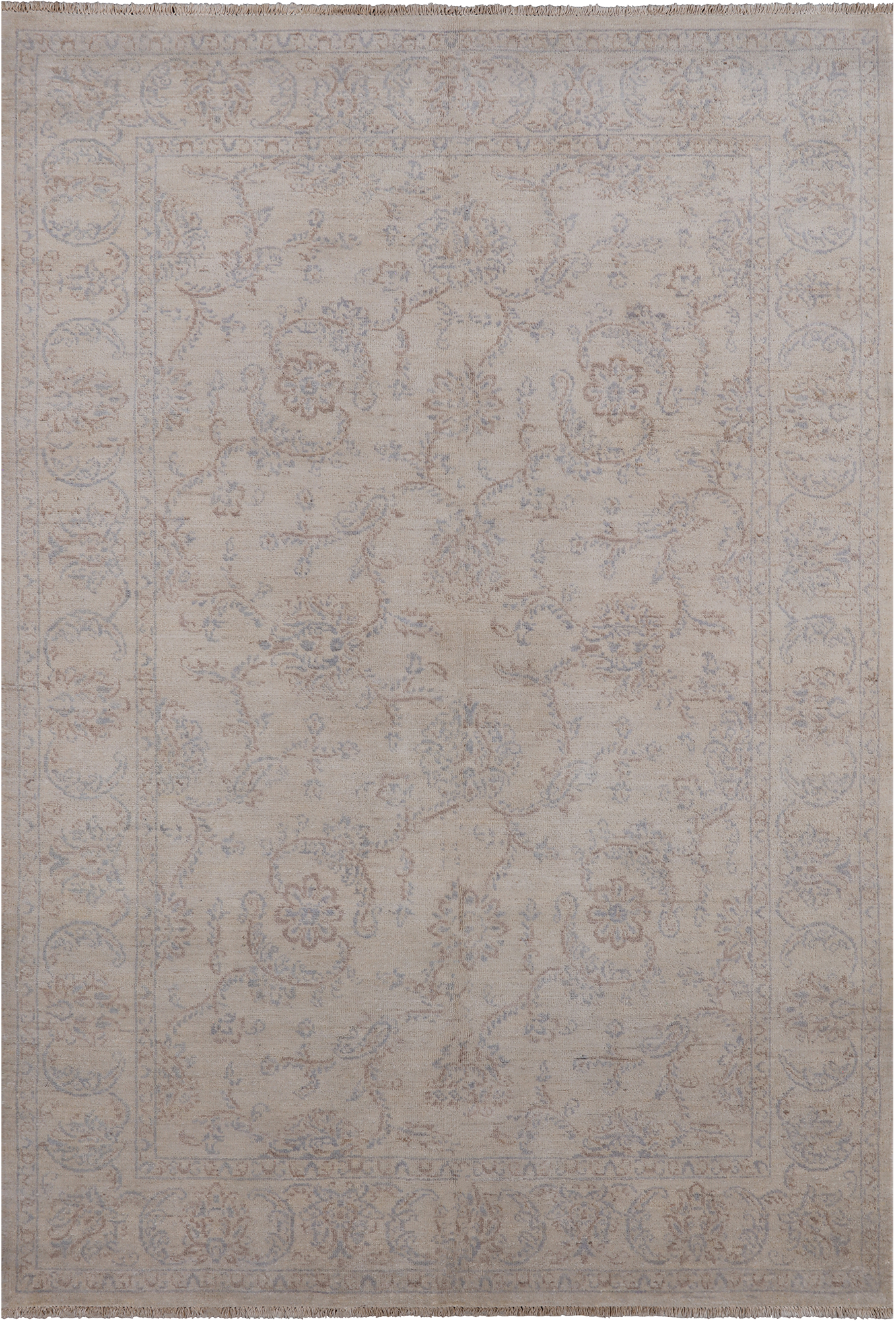 Ivory Peshawar White Wash Handmade Area Rug - 5' 1" X 7' 4"