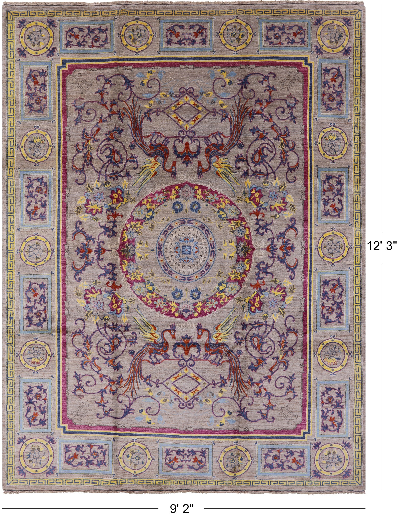 William Morris Hand Knotted Wool Rug - 9' 2" X 12' 3" - Golden Nile