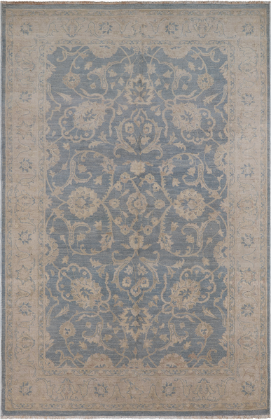 Persian White Wash Hand Knotted Rug - 6' 1" X 9' 2"
