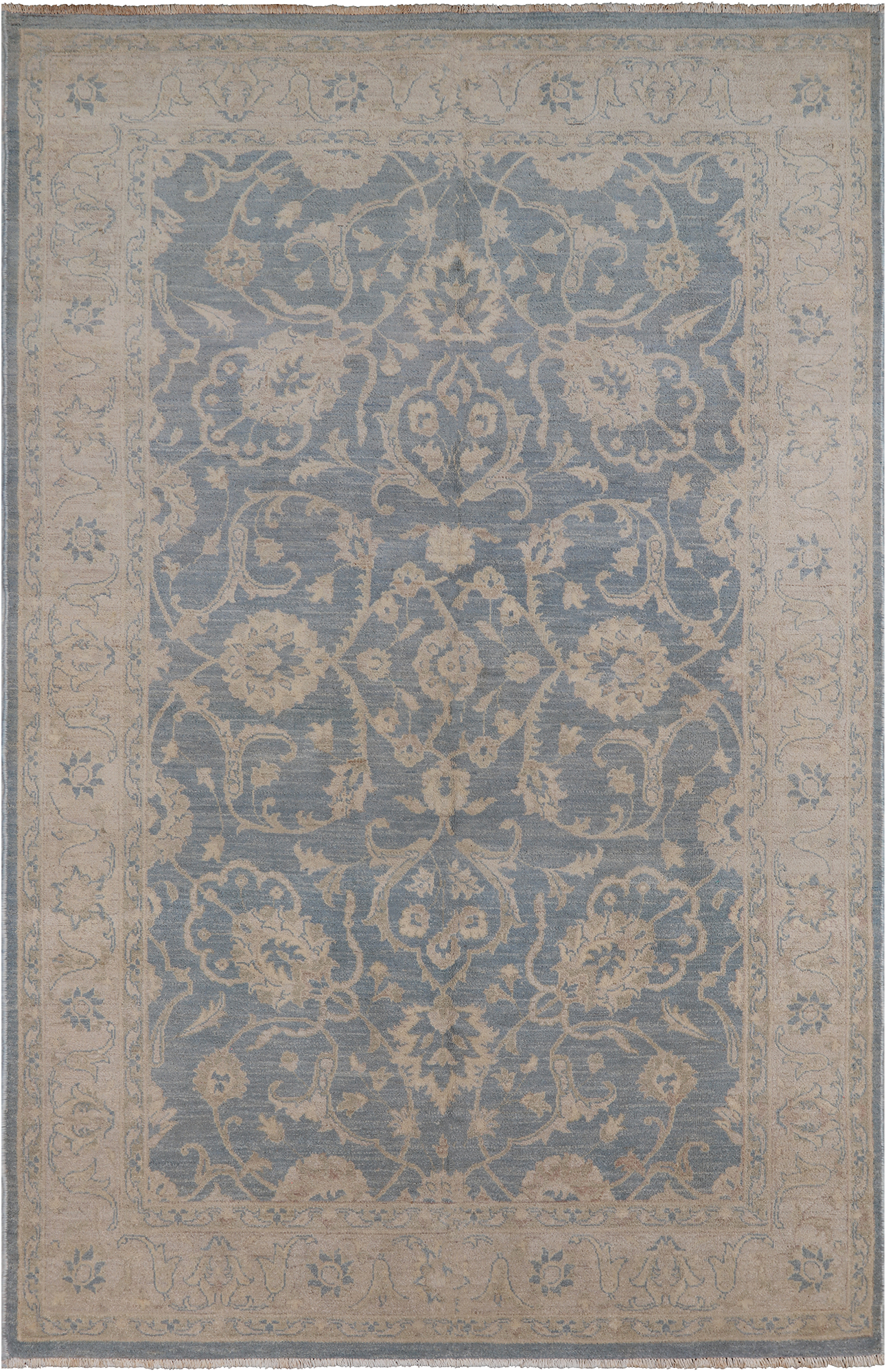 Persian White Wash Hand Knotted Rug - 6' 1" X 9' 2"