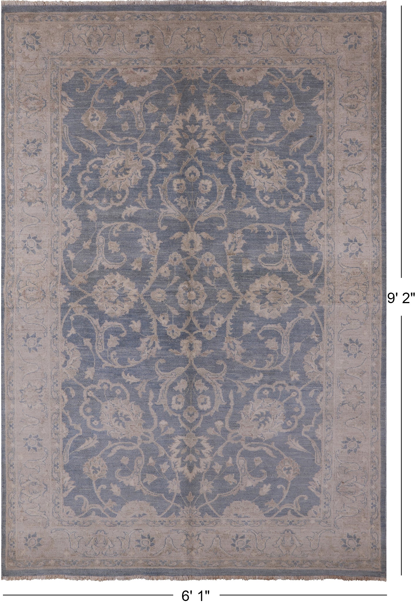 Persian White Wash Hand Knotted Rug - 6' 1" X 9' 2" - Golden Nile