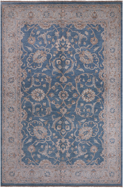 Blue Persian White Wash Area Rug - 6' 1" X 9' 1"