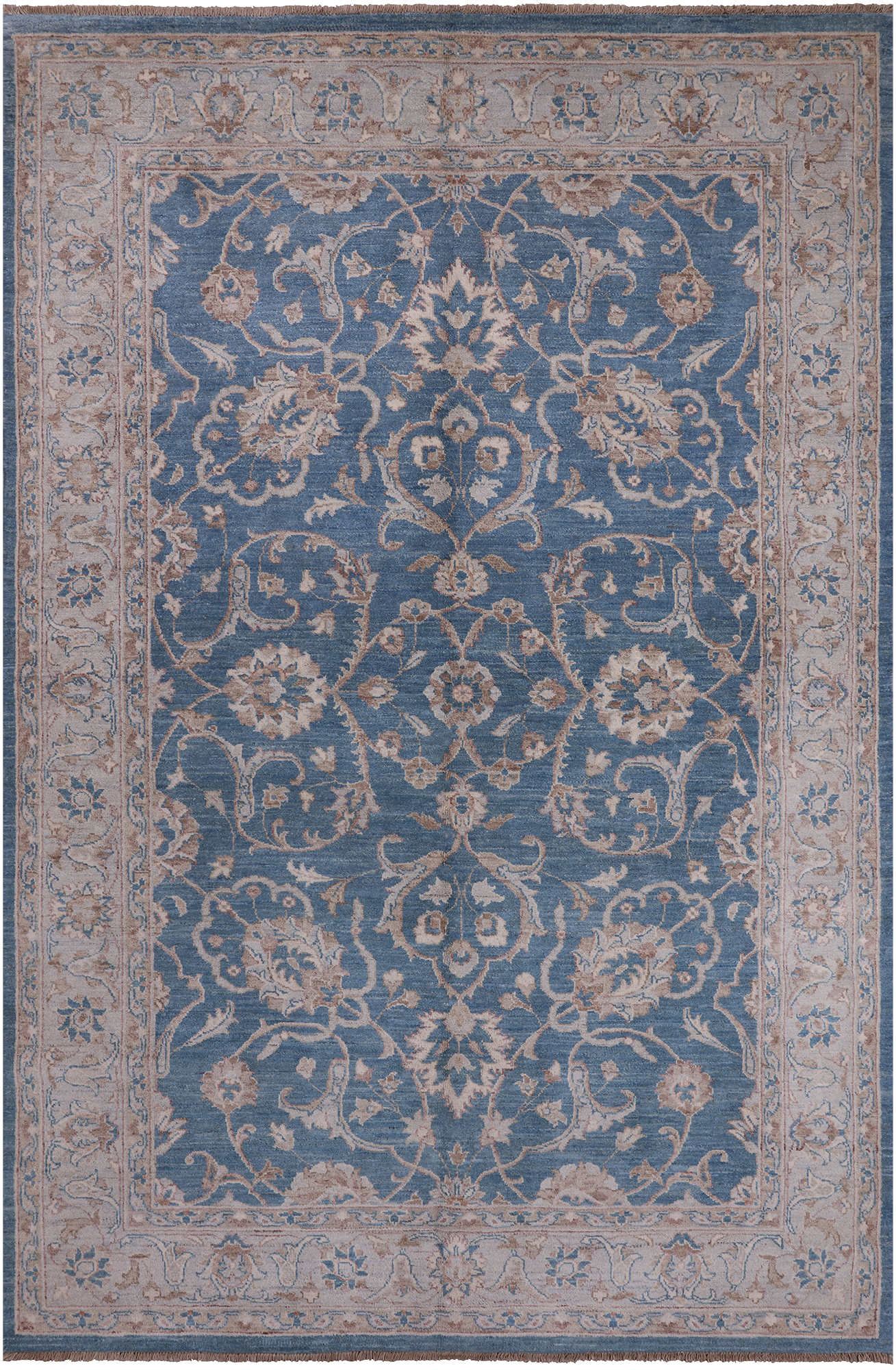 Blue Persian White Wash Area Rug - 6' 1" X 9' 1"