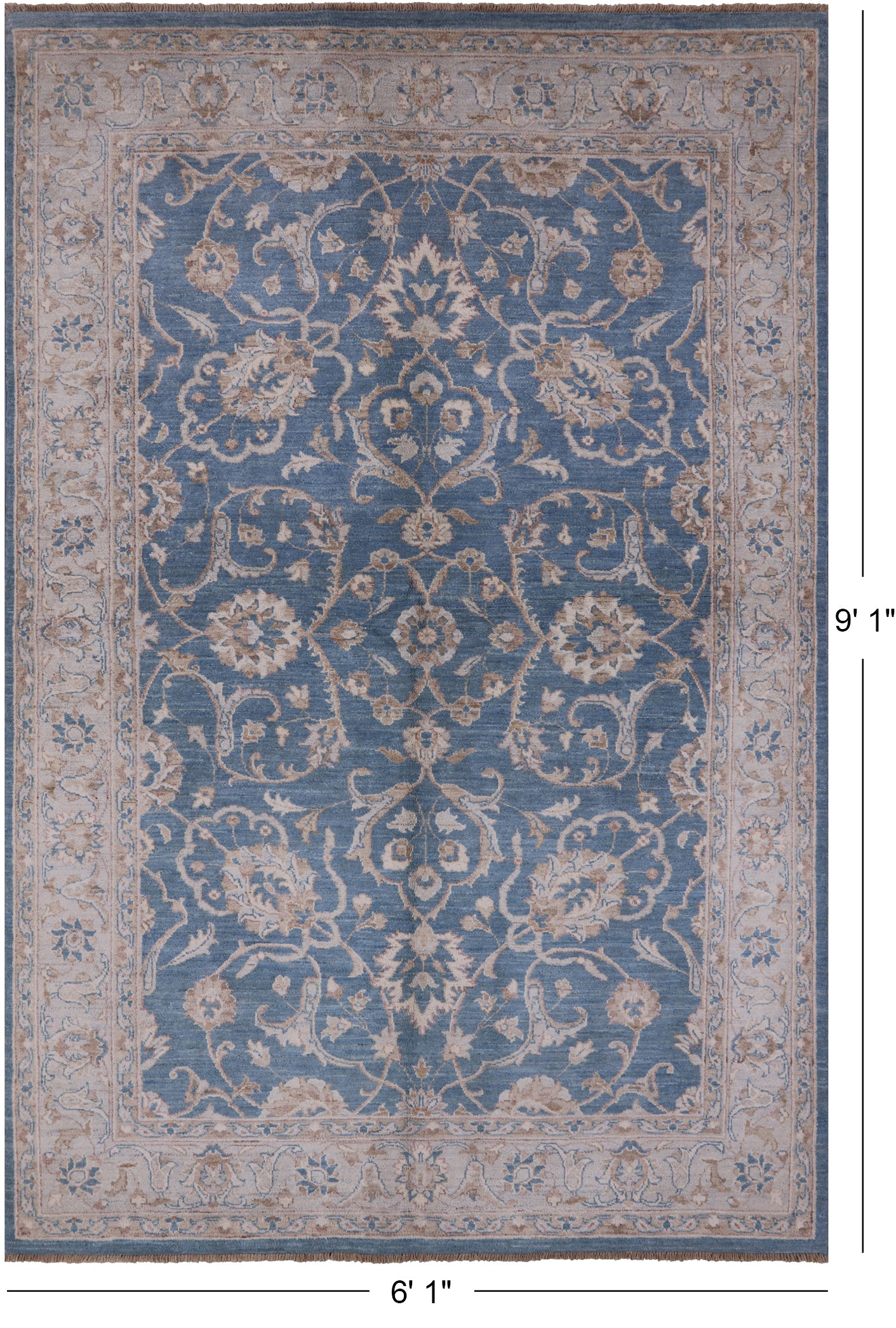 Blue Persian White Wash Area Rug - 6' 1" X 9' 1" - Golden Nile