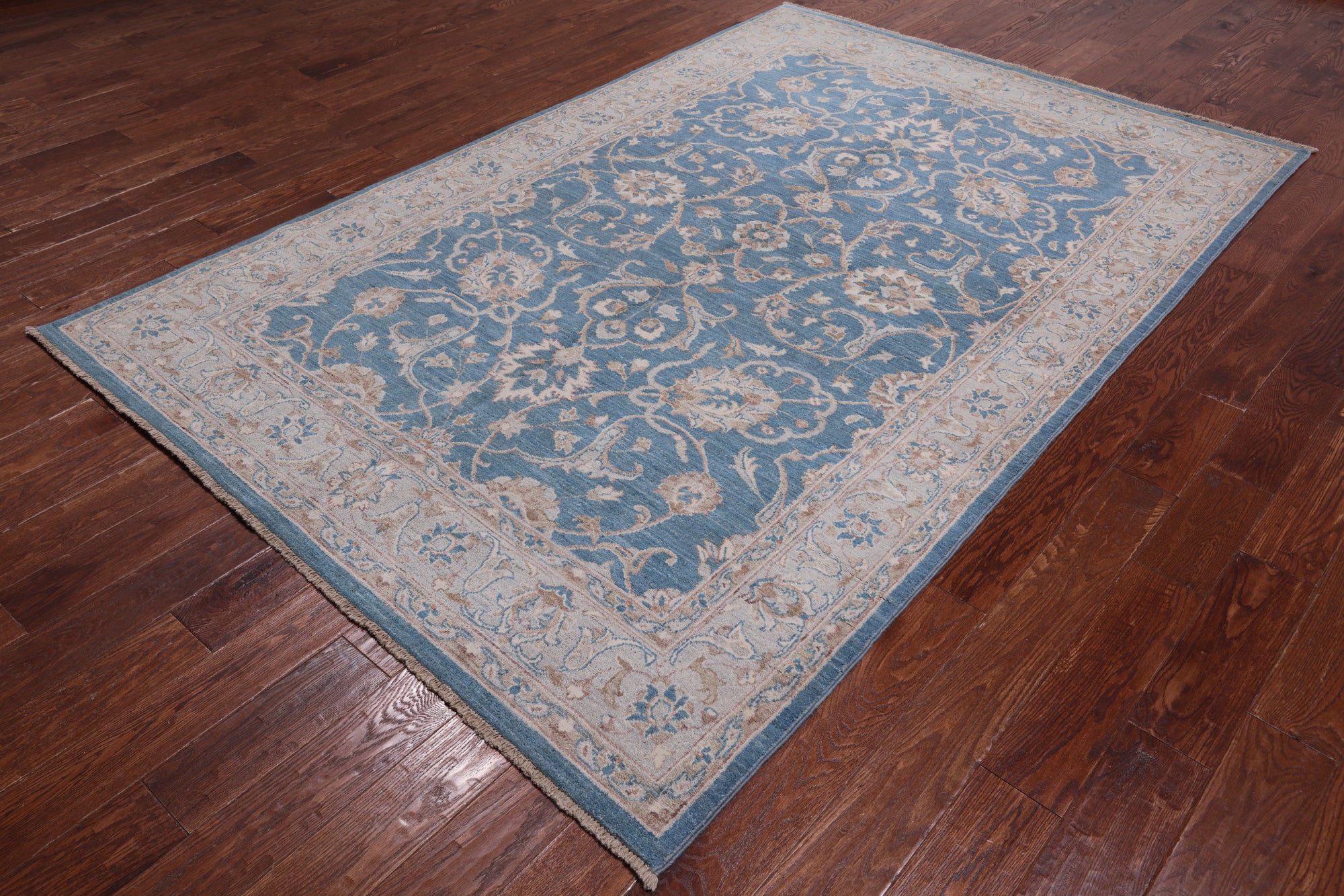 Blue Persian White Wash Area Rug - 6' 1" X 9' 1"