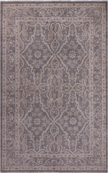 Grey Persian White Wash Wool Area Rug - 5' 10" X 9' 3"