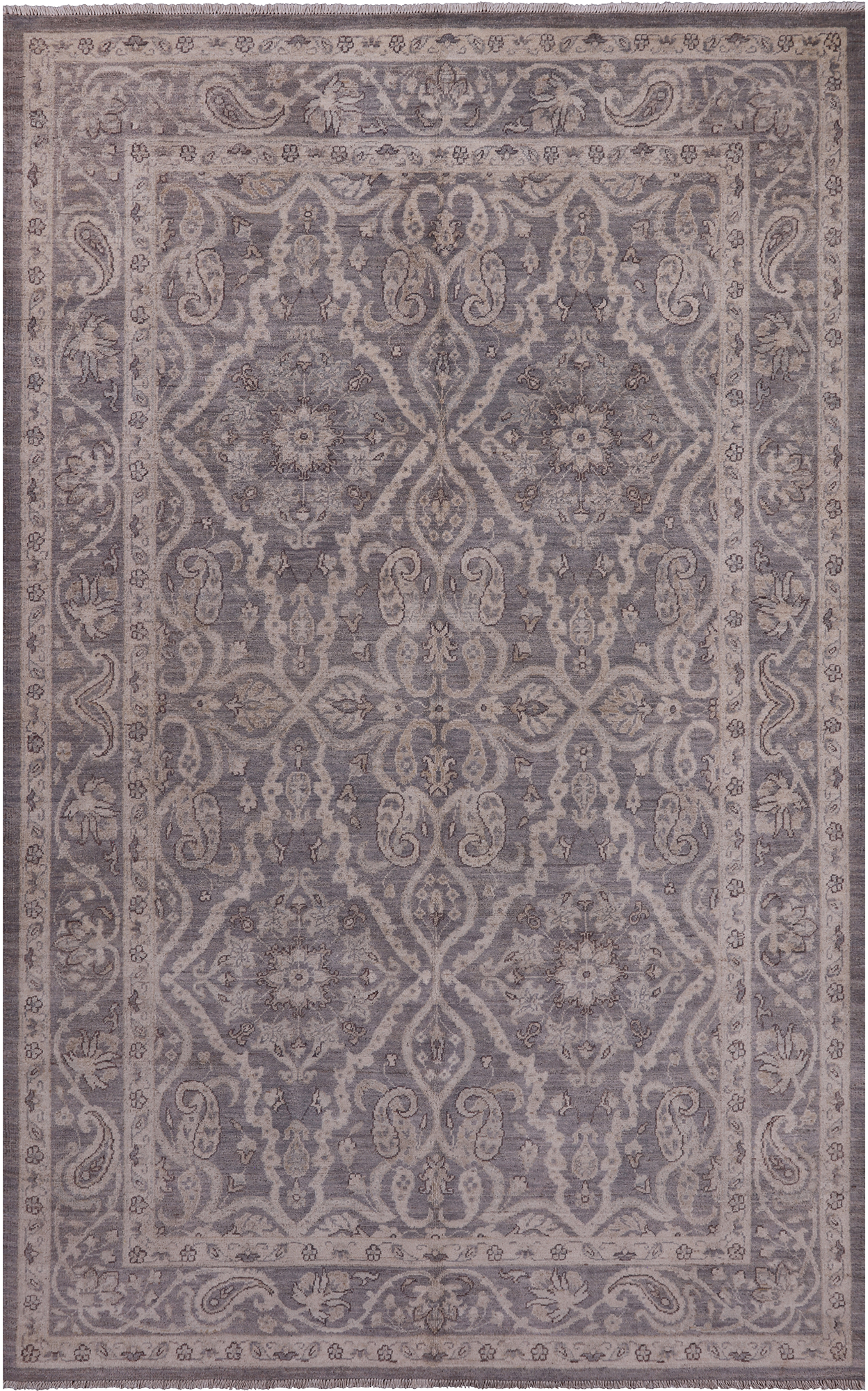 Grey Persian White Wash Wool Area Rug - 5' 10" X 9' 3"