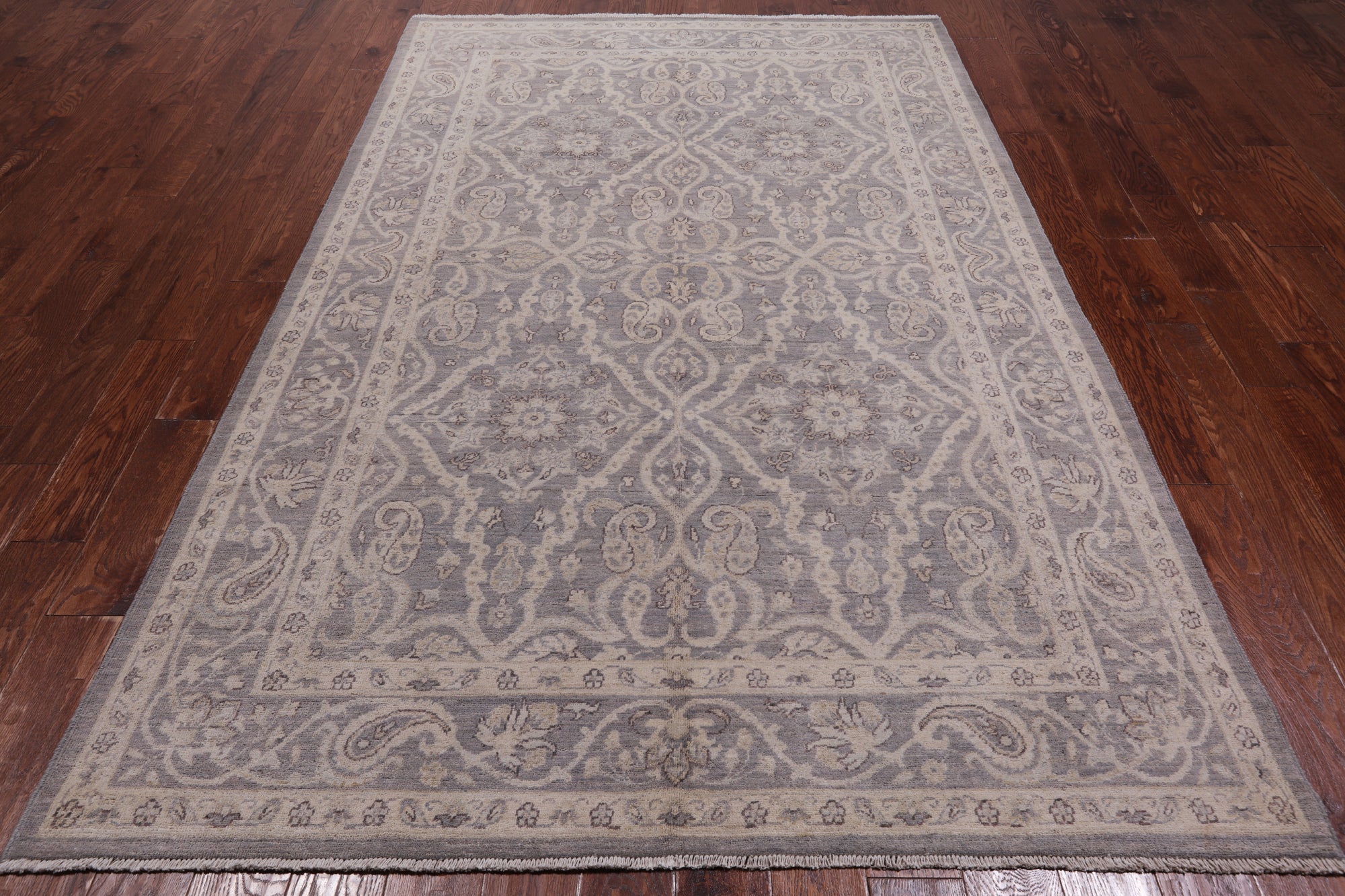 Grey Persian White Wash Wool Area Rug - 5' 10" X 9' 3"