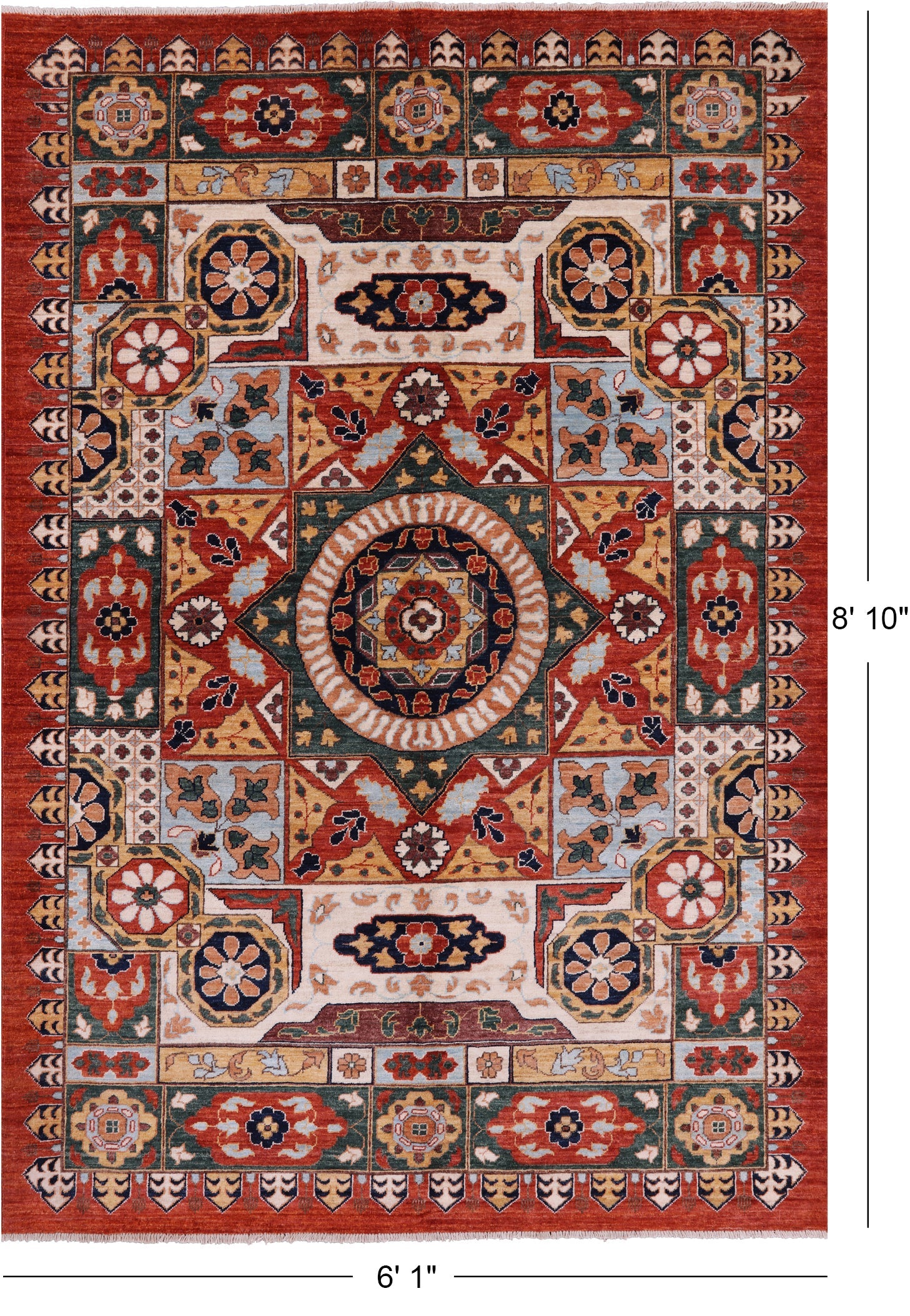 Fine Serapi Handmade Area Rug - 6' 1" X 8' 10" - Golden Nile