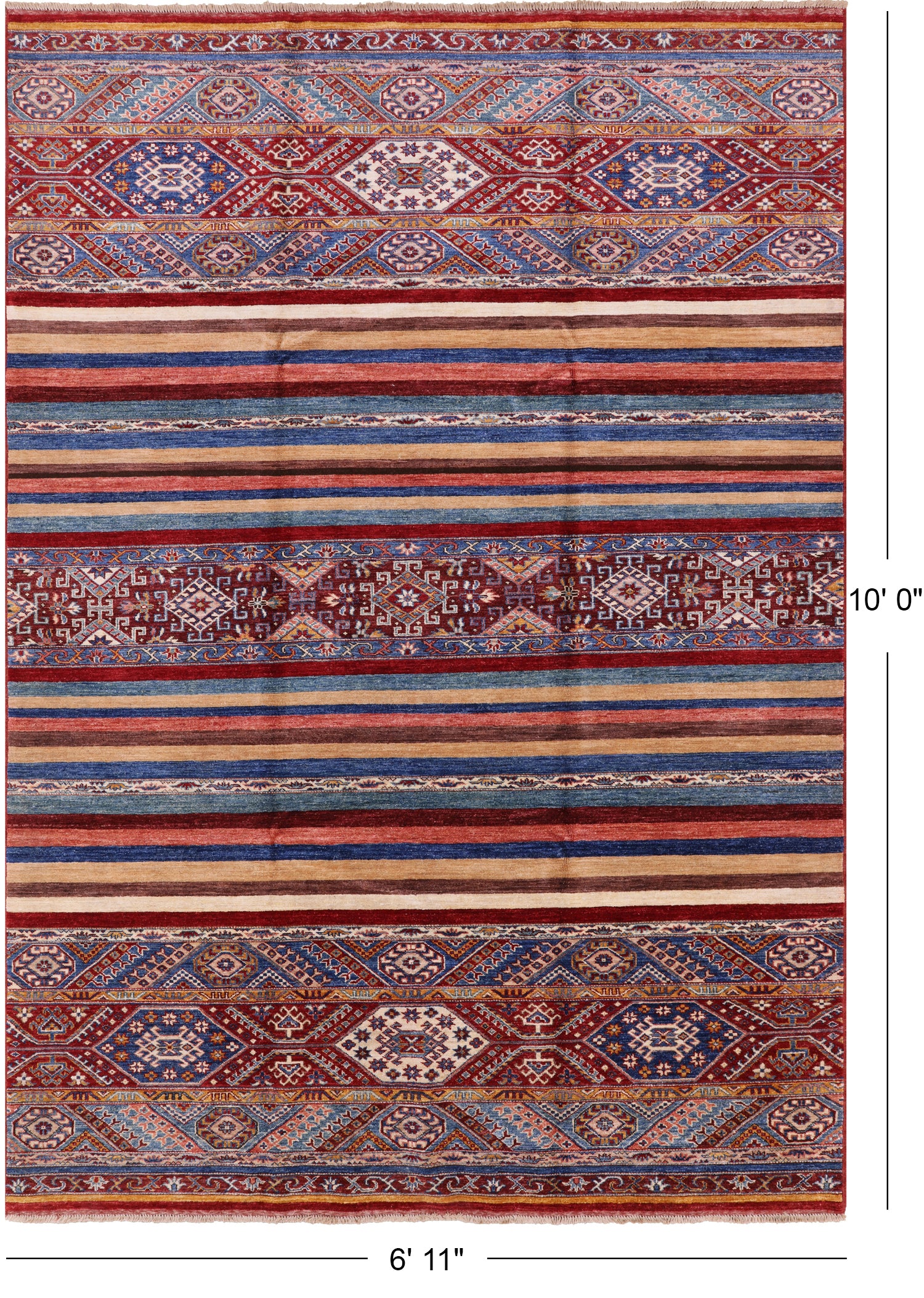Khorjin Persian Gabbeh Handmade Wool Rug - 6' 11" X 10' 0" - Golden Nile