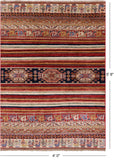 Tribal Persian Gabbeh Hand Knotted Wool Rug - 4' 0" X 5' 8" - Golden Nile