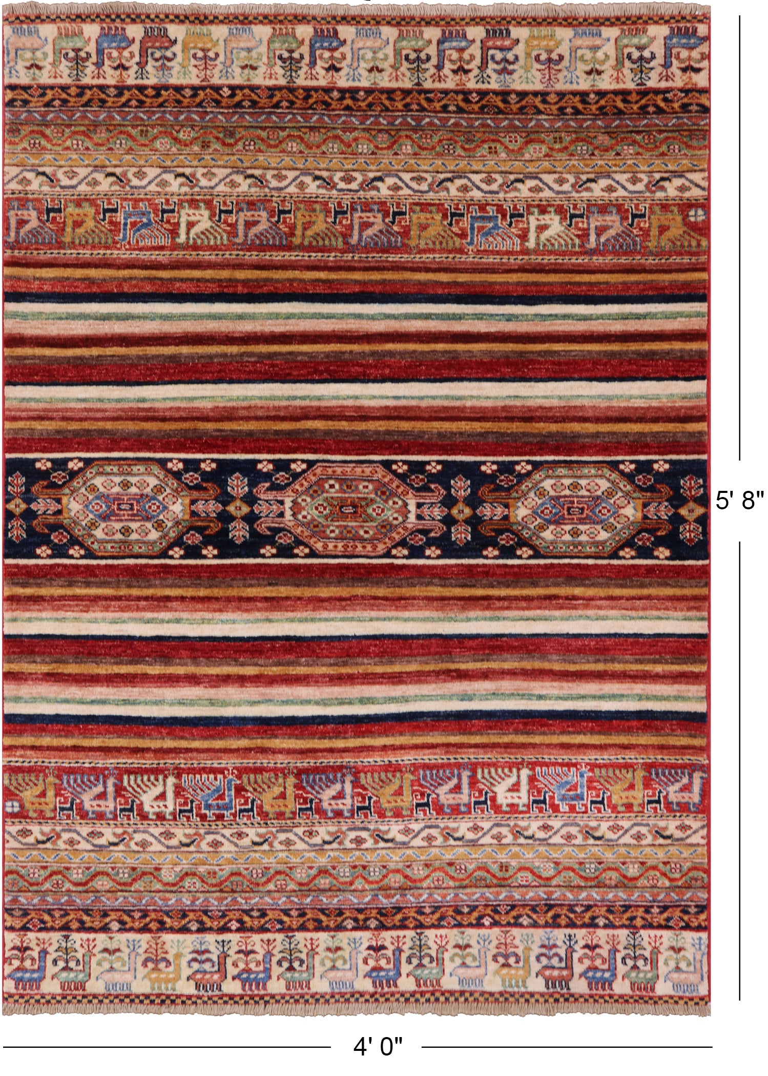 Tribal Persian Gabbeh Hand Knotted Wool Rug - 4' 0" X 5' 8" - Golden Nile