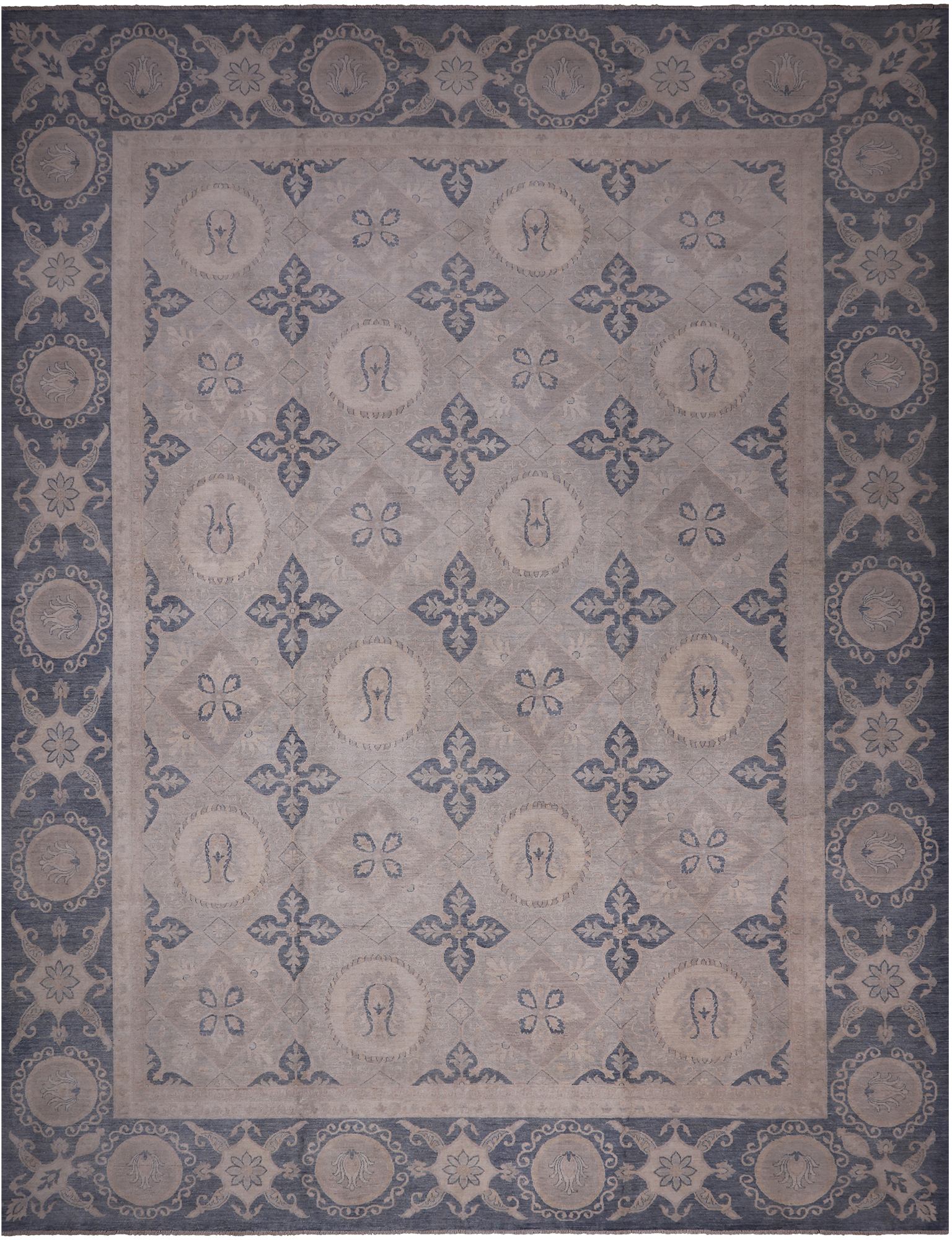 Persian White Wash Area Rug - 12' 4" X 16' 1"