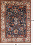 Blue Fine Serapi Hand Knotted Rug - 9' 1" X 12' 2" - Golden Nile