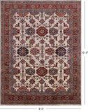 Ivory Super Fine Kazak Handmade Wool Rug - 8' 0" X 10' 0" - Golden Nile