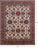 Ivory Super Fine Kazak Handmade Wool Rug - 8' 0" X 10' 0" - Golden Nile