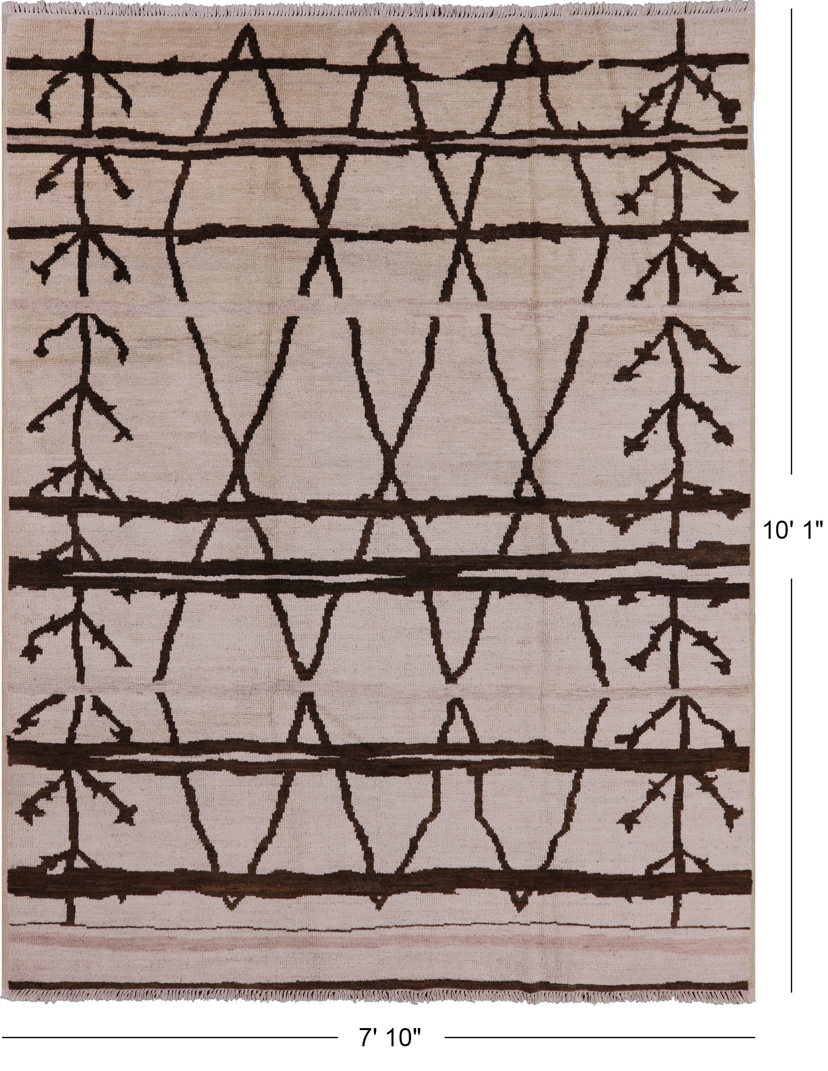 Ivory Moroccan Hand Knotted Area Rug - 7' 10" X 10' 1" - Golden Nile