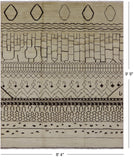 Ivory Tribal Moroccan Handmade Wool Area Rug - 8' 4" X 9' 9" - Golden Nile