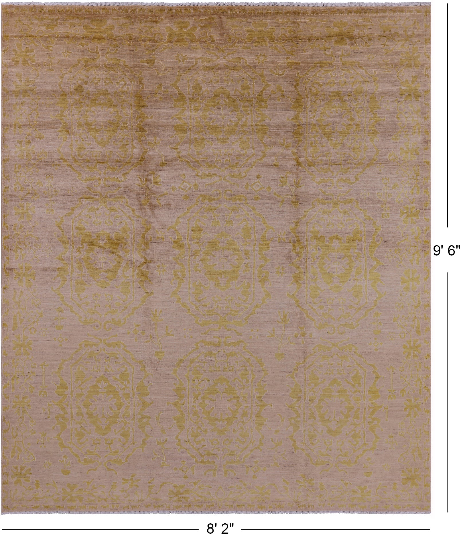 William Morris Handmade Wool Rug - 8' 2" X 9' 6" - Golden Nile