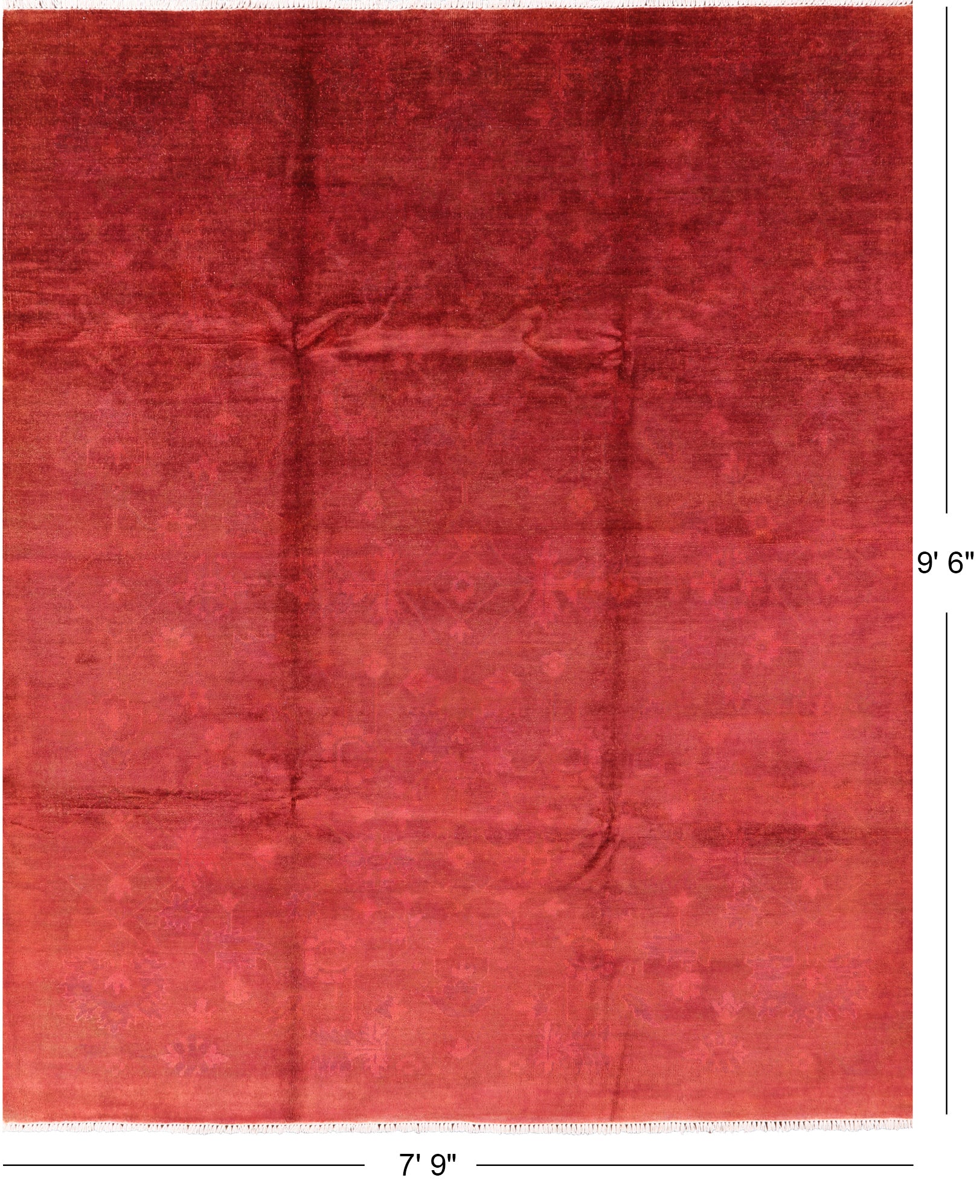 Full Pile Overdyed Handmade Wool Area Rug - 7' 9" X 9' 6" - Golden Nile