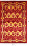 Red William Morris Hand Knotted Wool Area Rug - 5' 0" X 7' 9" - Golden Nile