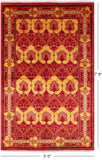 Red William Morris Hand Knotted Wool Area Rug - 5' 0" X 7' 9" - Golden Nile