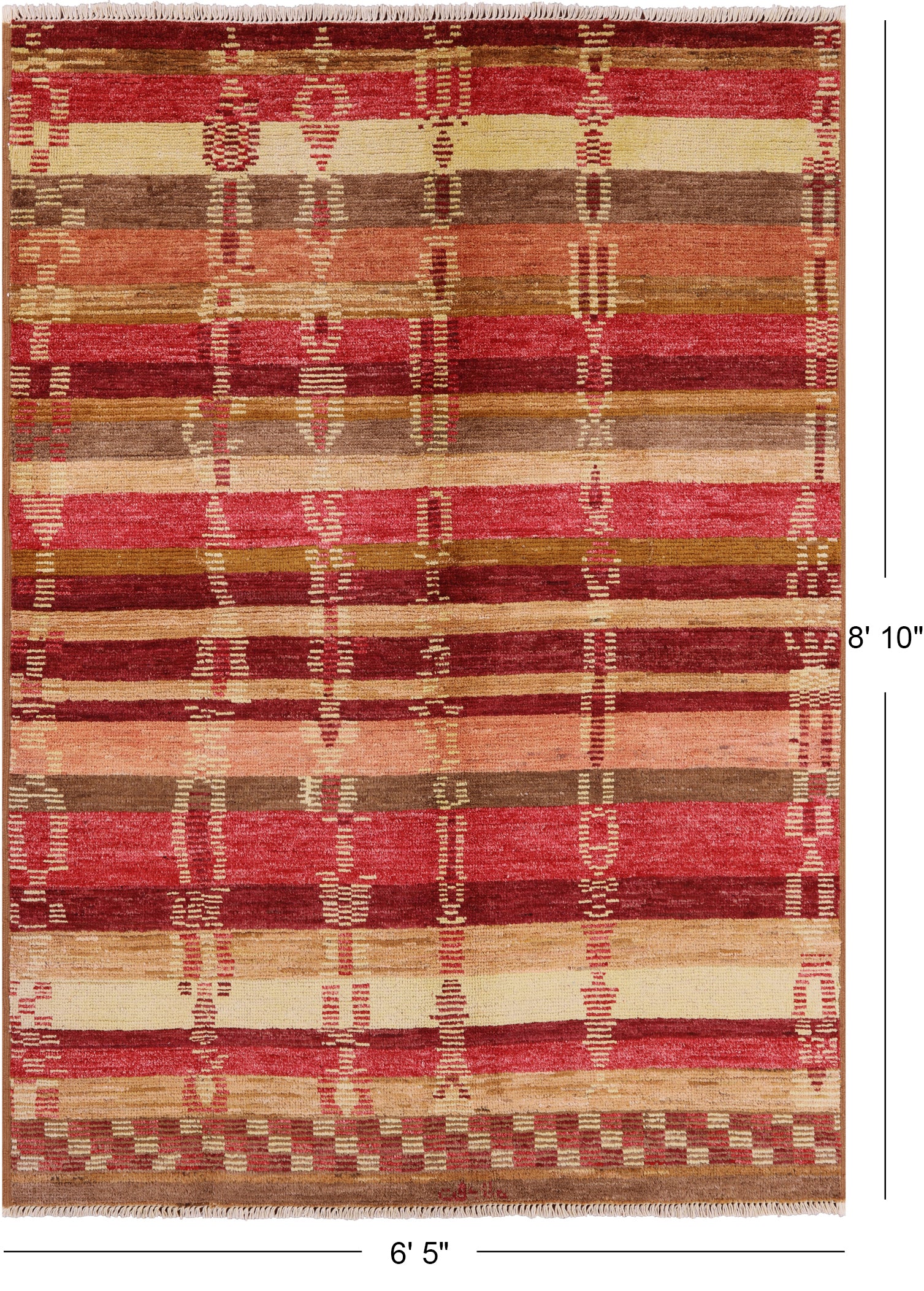 Tribal Moroccan Handmade Wool Area Rug - 6' 5" X 8' 10" - Golden Nile