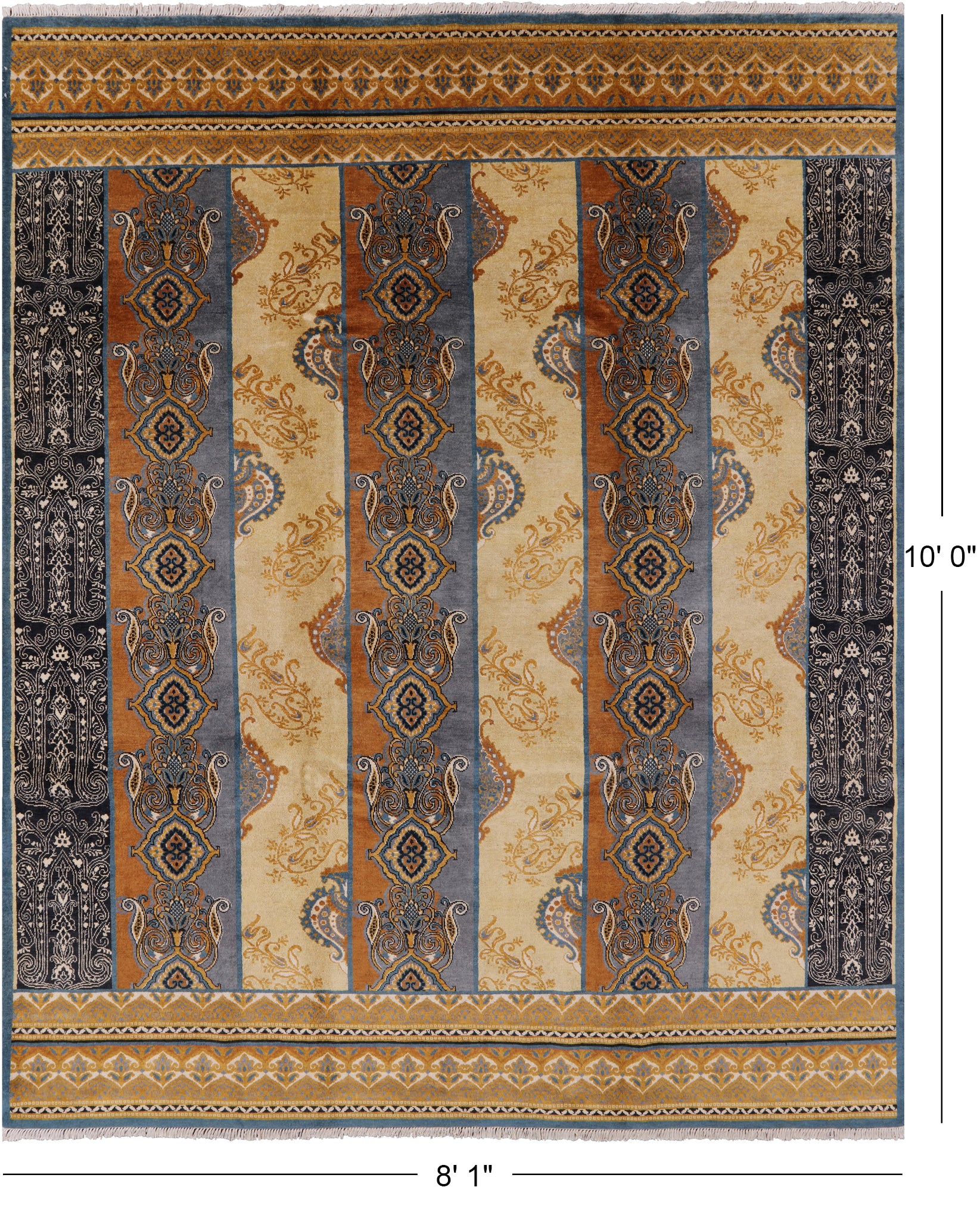 William Morris Handmade Wool Area Rug - 8' 1" X 10' 0" - Golden Nile