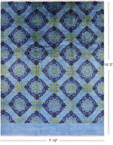 Blue Ikat Handmade Wool Area Rug - 7' 10" X 10' 2" - Golden Nile