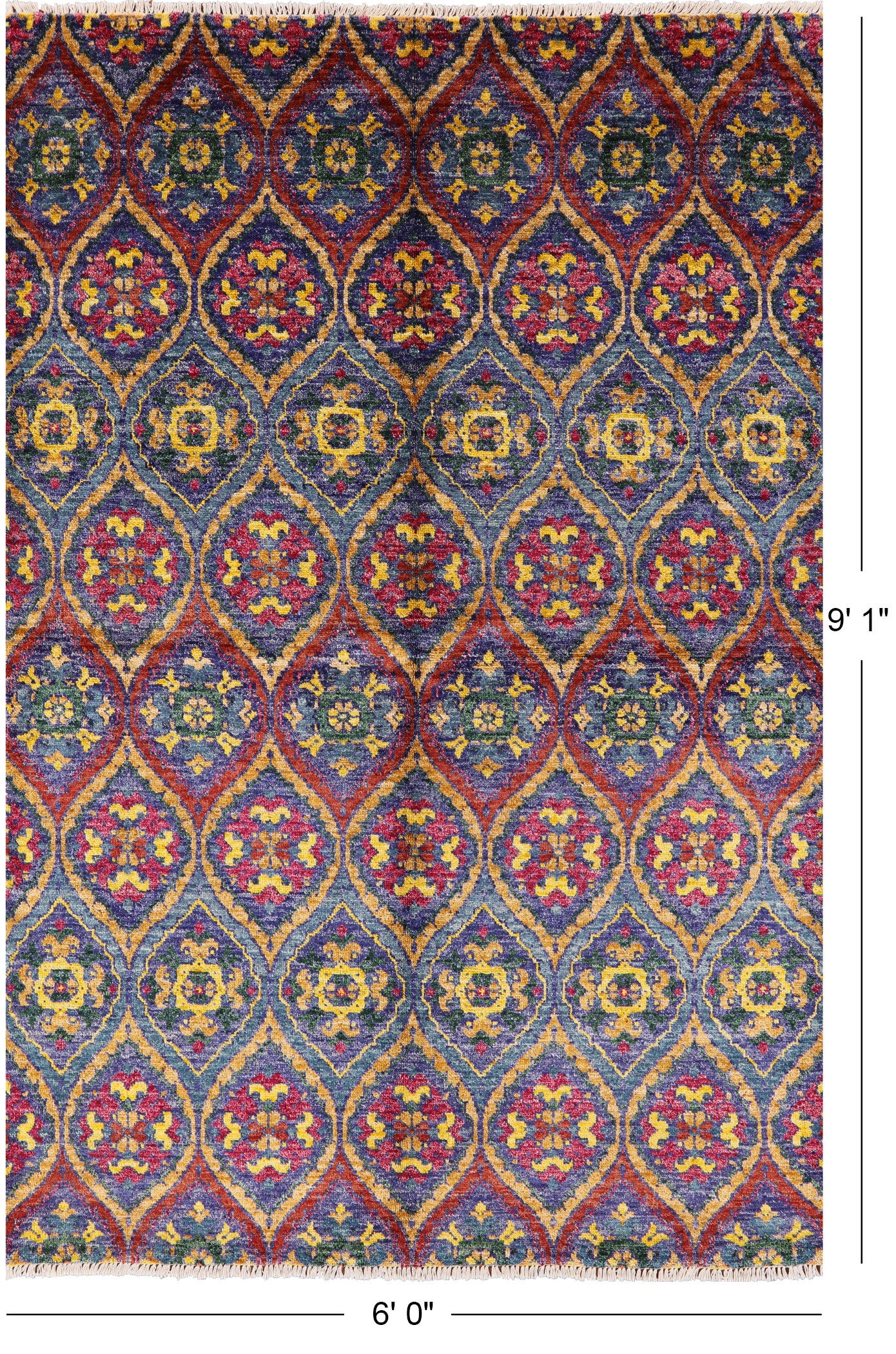 William Morris Hand Knotted Wool Area Rug - 6' 0" X 9' 1" - Golden Nile