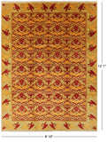 Red William Morris Handmade Area Rug - 8' 10" X 12' 1" - Golden Nile