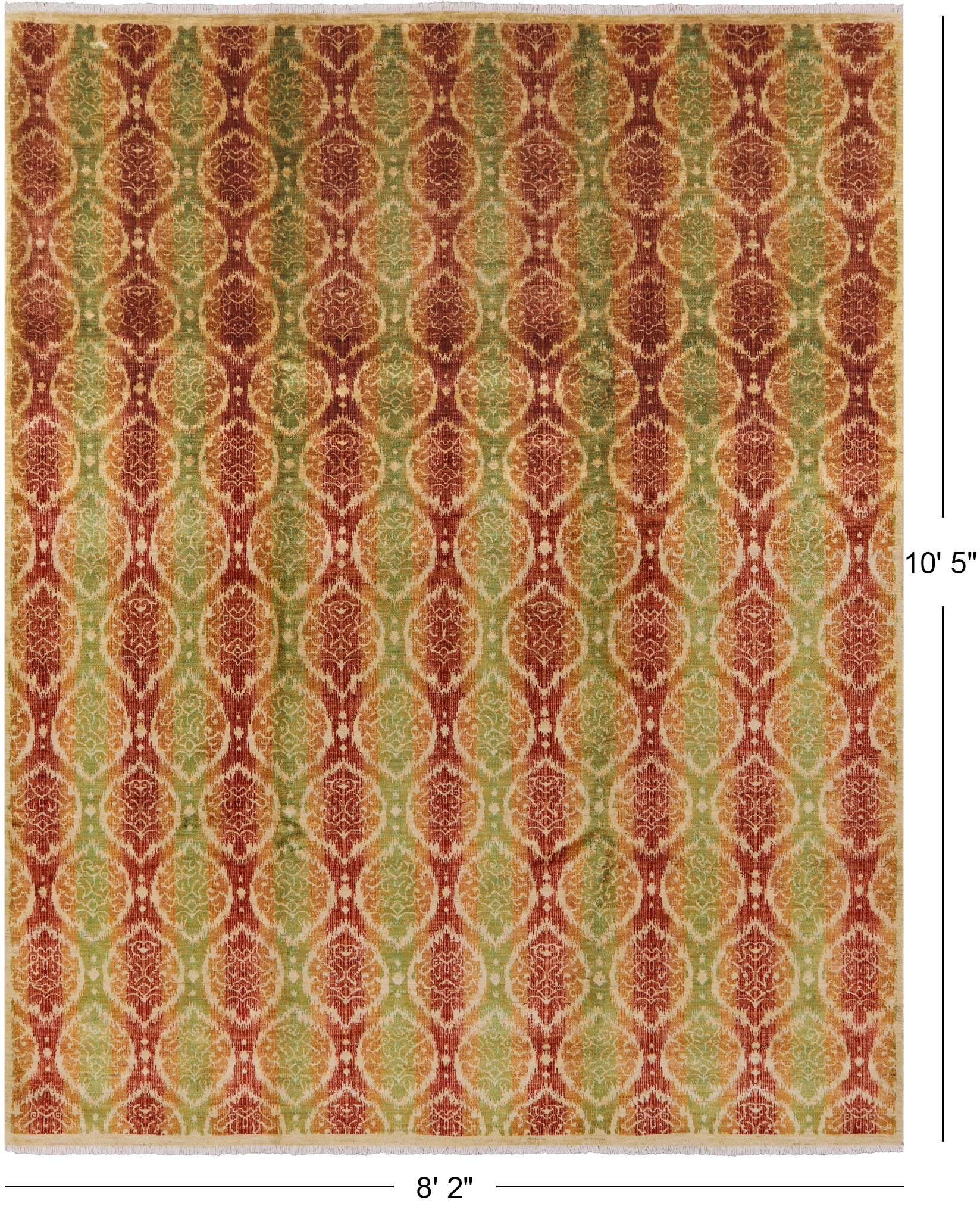 Ikat Hand Knotted Wool Rug - 8' 2" X 10' 5" - Golden Nile
