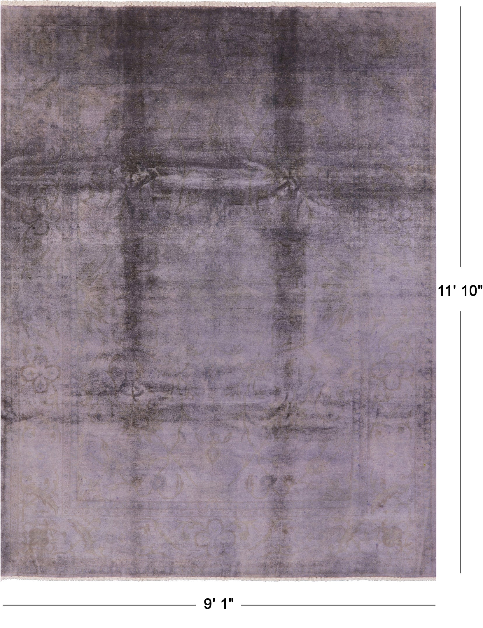 Full Pile Overdyed Handmade Wool Rug - 9' 1" X 11' 10" - Golden Nile