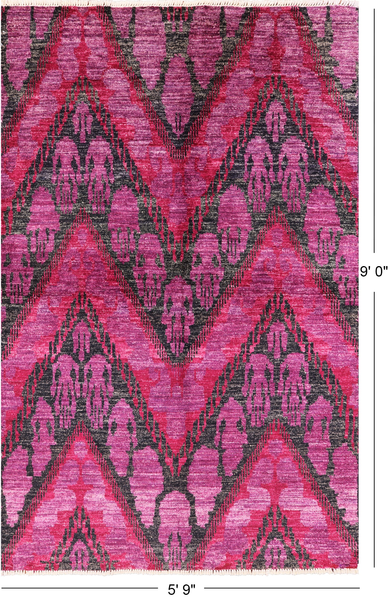 Ikat Hand Knotted Wool Area Rug - 5' 9" X 9' 0" - Golden Nile