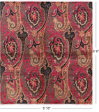 Square William Morris Hand Knotted Wool Rug - 5' 10" X 6' 6" - Golden Nile