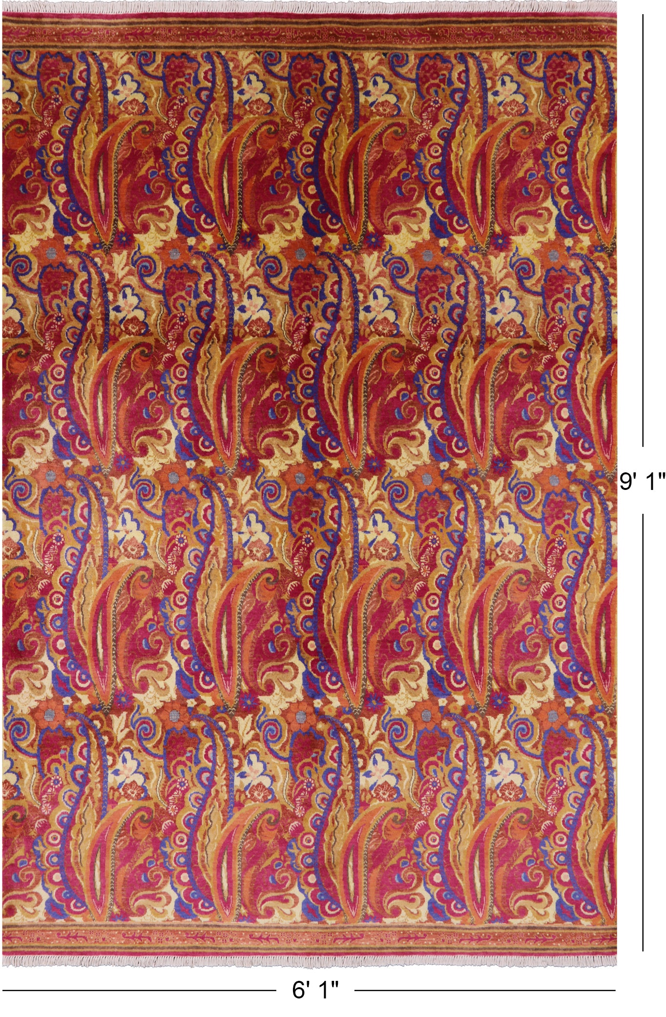 William Morris Handmade Area Rug - 6' 1" X 9' 1" - Golden Nile