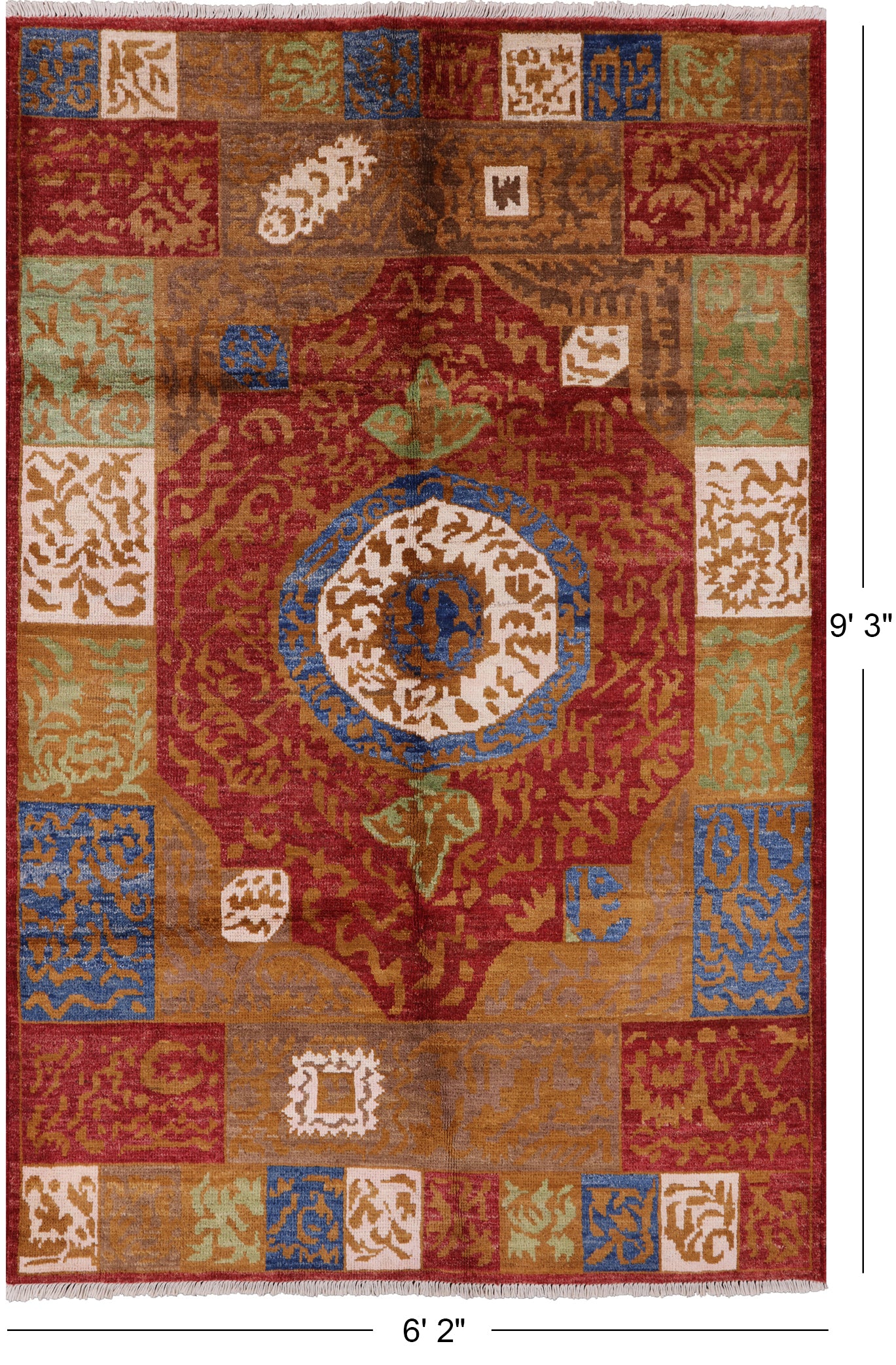 Persian Gabbeh Handmade Wool Area Rug - 6' 2" X 9' 3" - Golden Nile