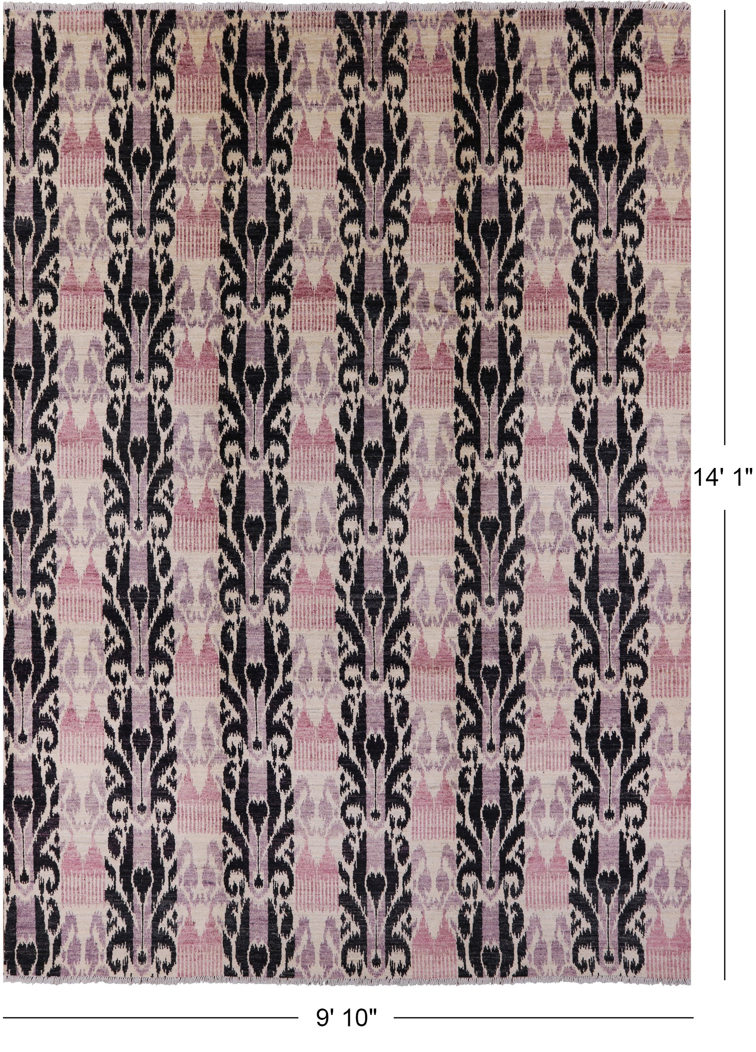 Ikat Handmade Wool Area Rug - 9' 10" X 14' 1" - Golden Nile