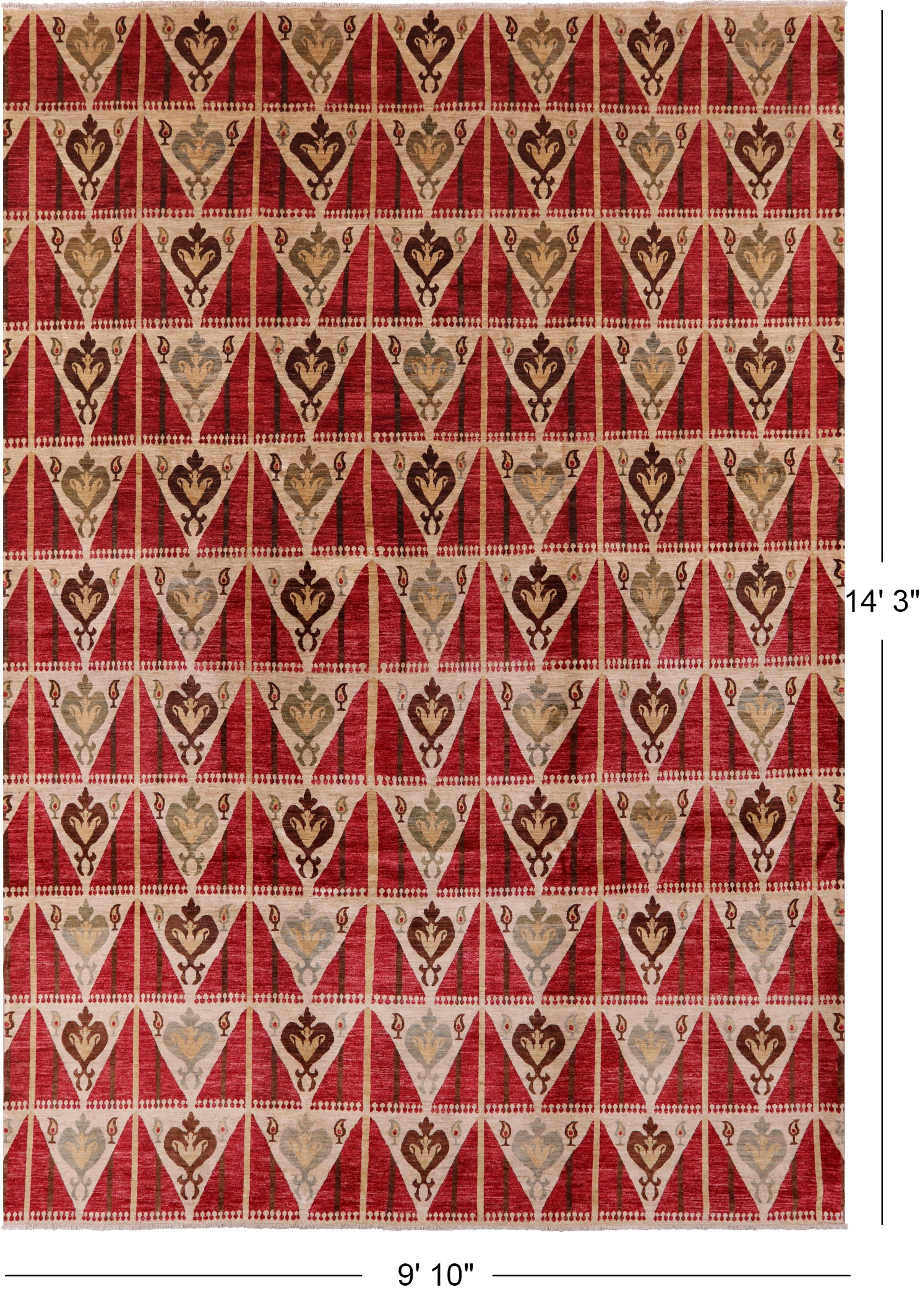 Modern Handmade Wool Rug - 9' 10" X 14' 3" - Golden Nile